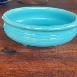 Mid Century Los Angles Bauer Aqua Pottery Footed Bowl - Rare